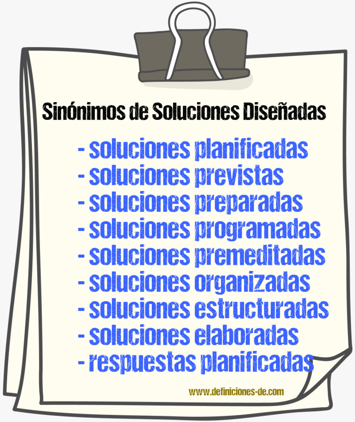 Sinónimos de soluciones diseñadas