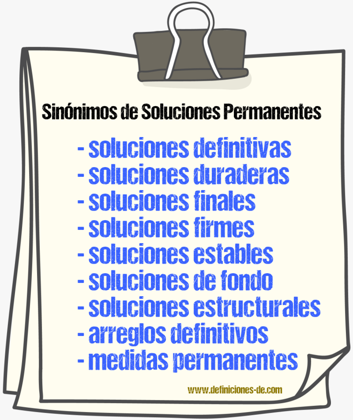 Sinónimos de soluciones permanentes