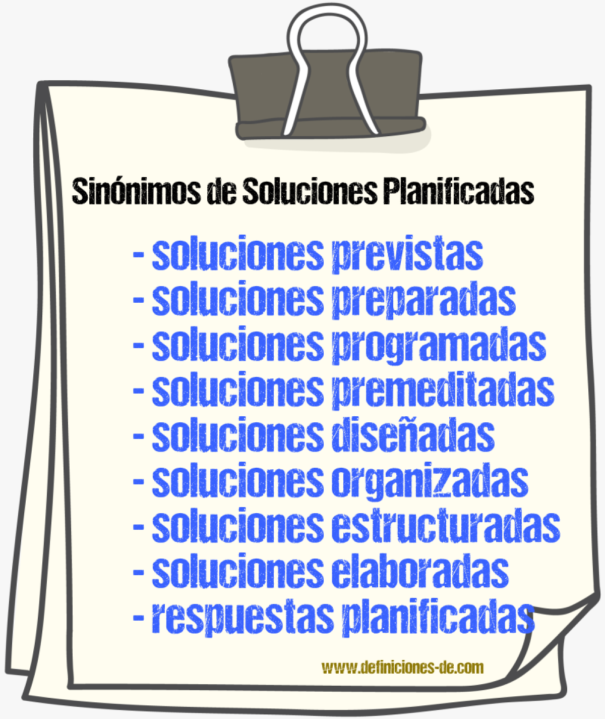 Sinónimos de soluciones planificadas