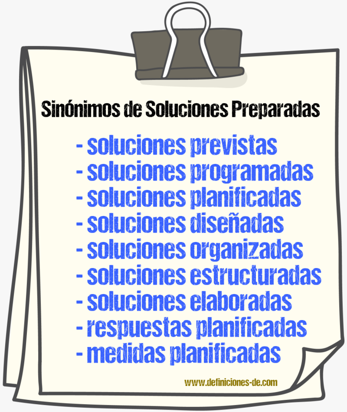 Sinónimos de soluciones preparadas
