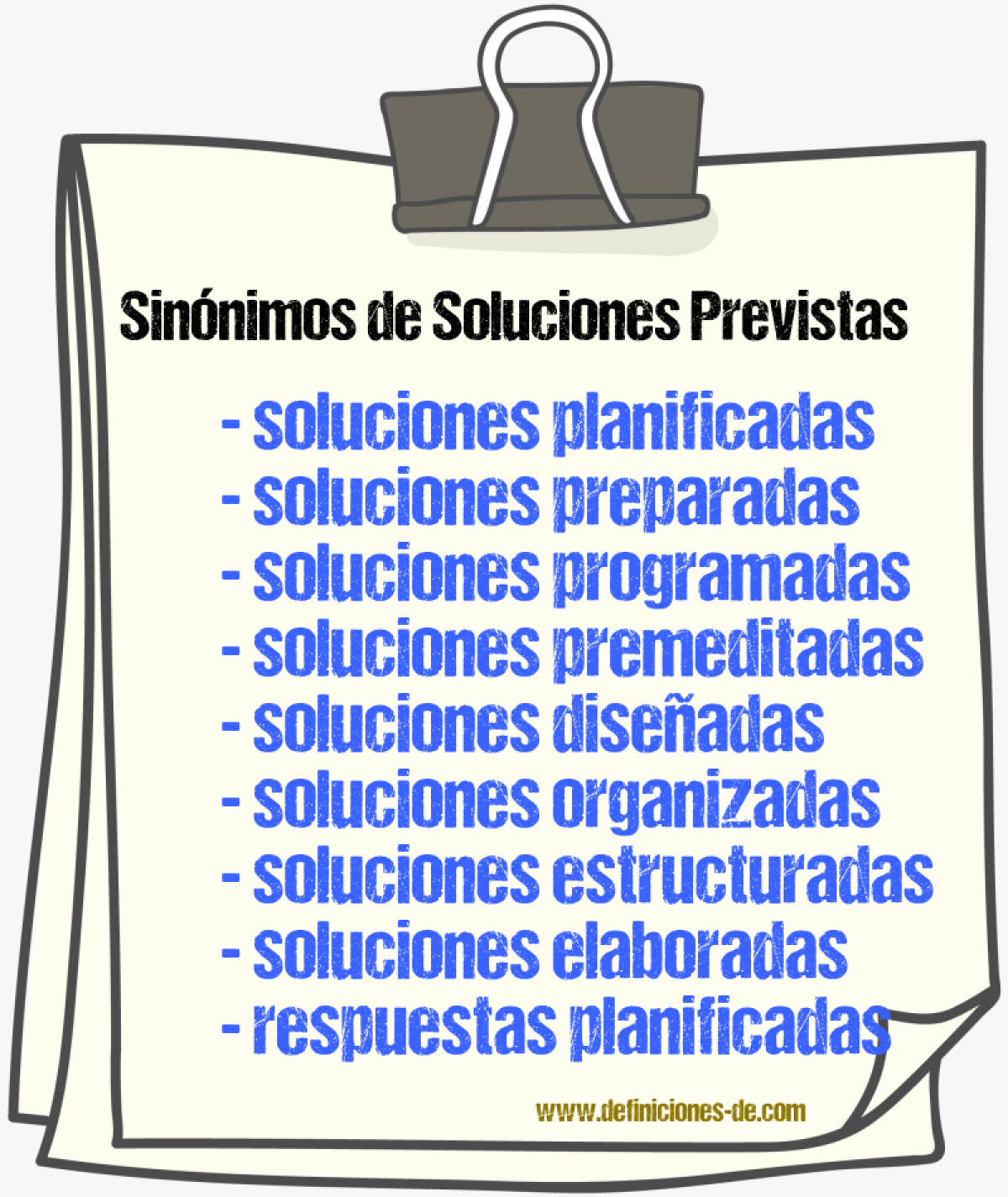 Sinónimos de soluciones previstas