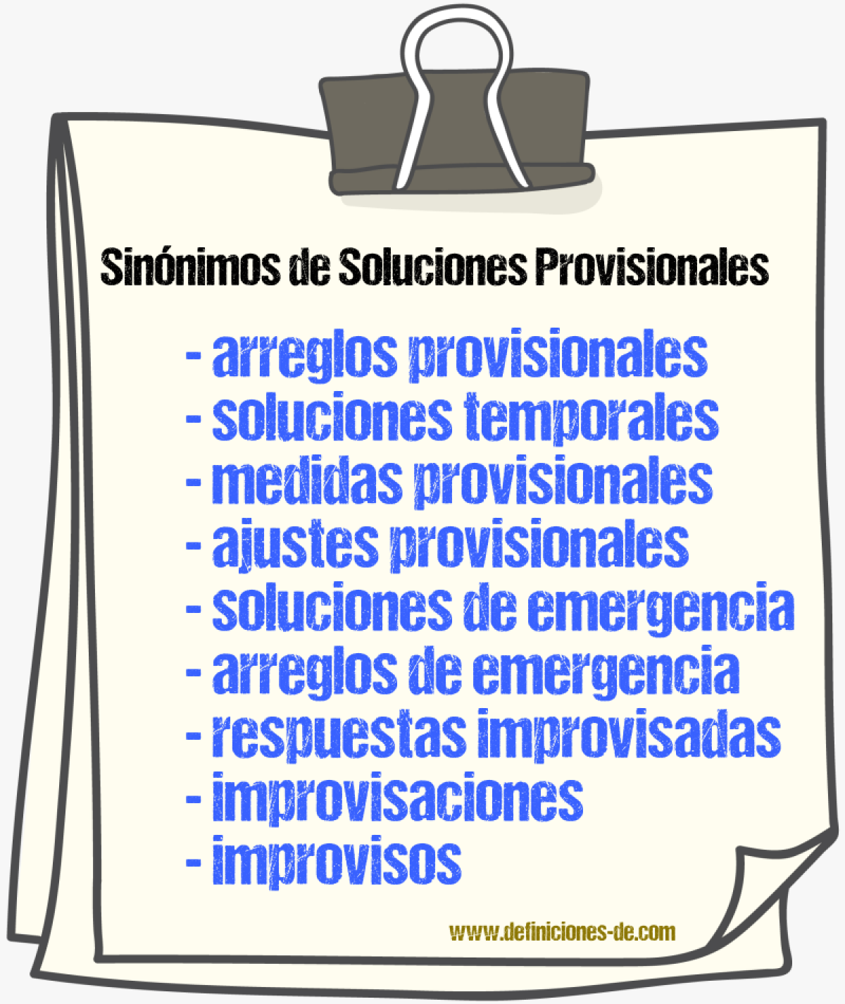 Sinónimos de soluciones provisionales
