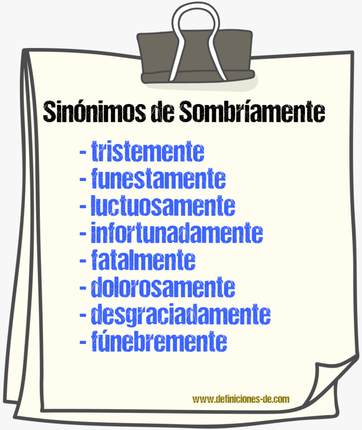 Sinnimos de sombramente