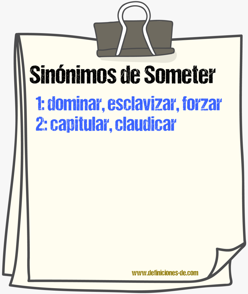 Sinónimos de someter