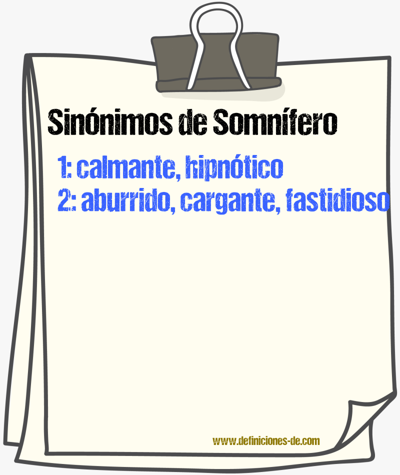 Sinnimos de somnfero