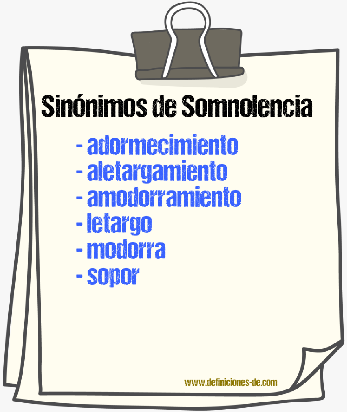 Sinnimos de somnolencia