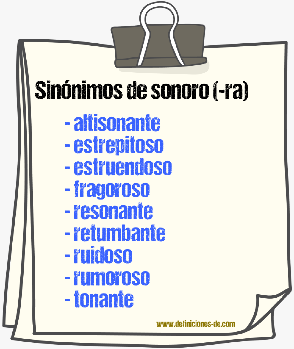 Sinnimos de sonoro