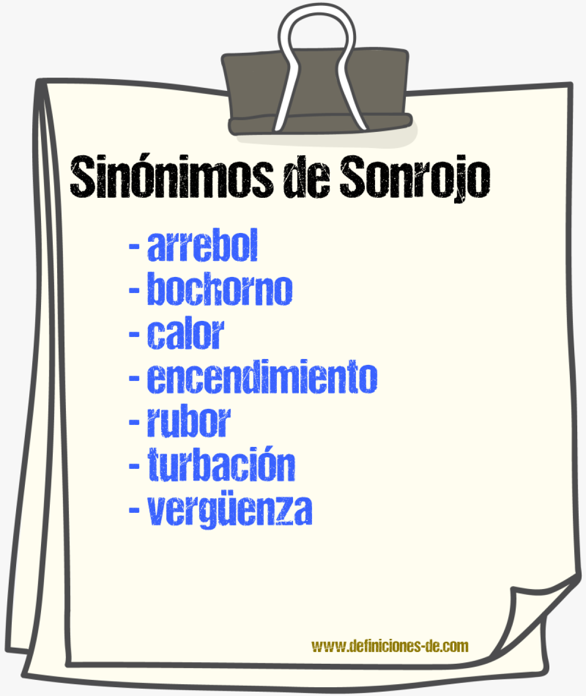 Sinnimos de sonrojo