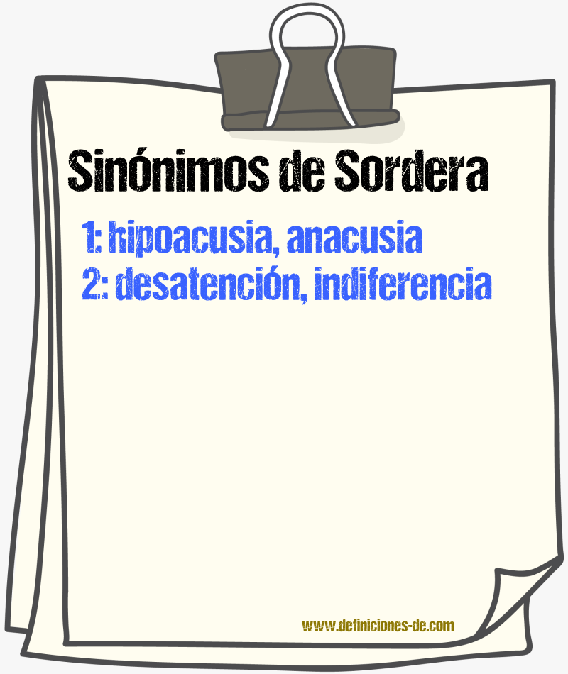 Sinónimos de sordera
