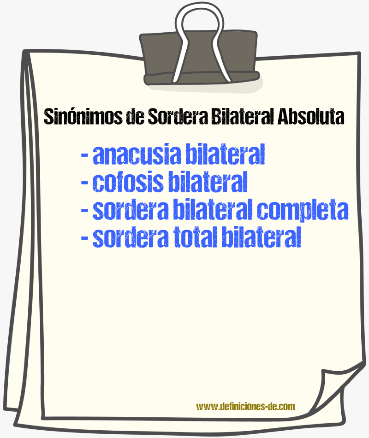 Sinónimos de sordera bilateral absoluta