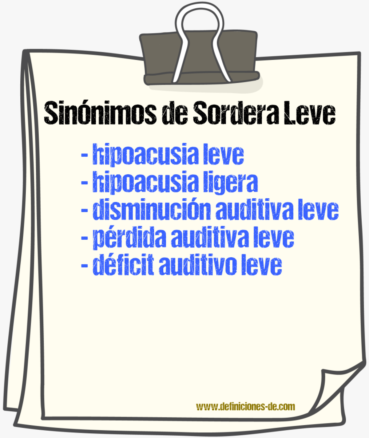 Sinónimos de sordera leve