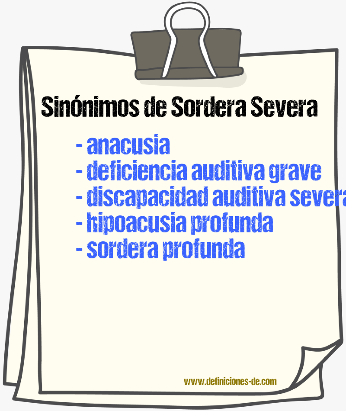 Sinónimos de sordera severa