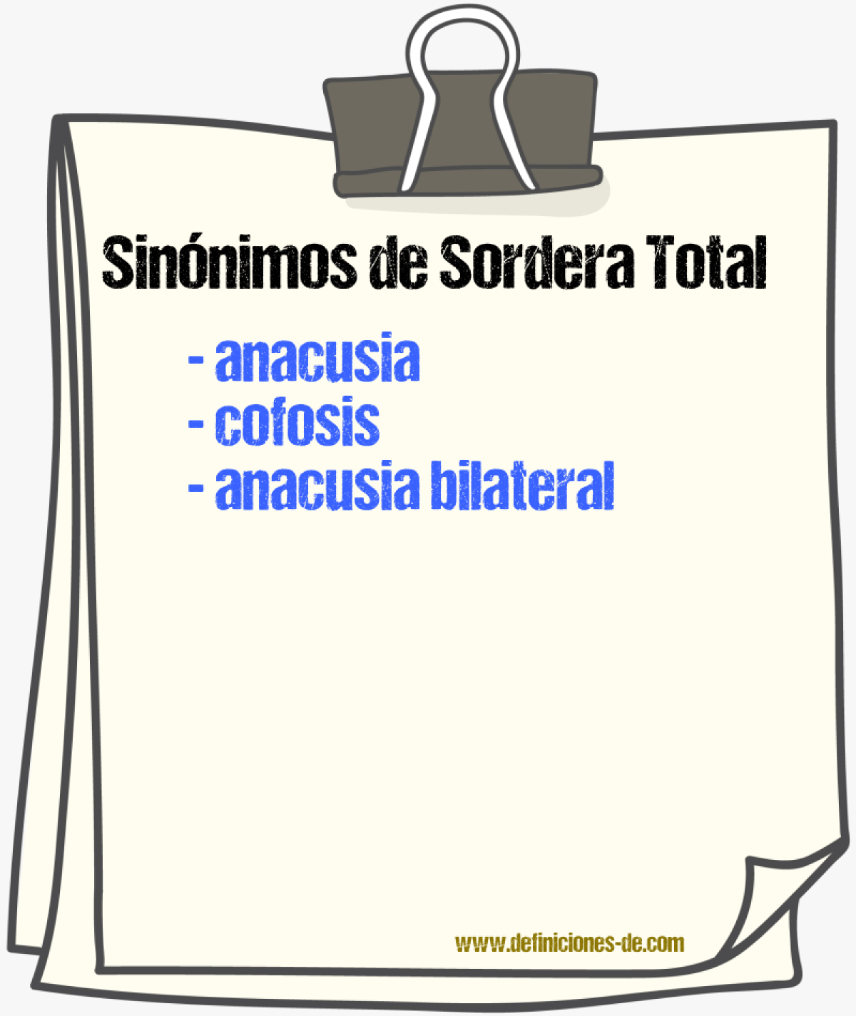 Sinónimos de sordera total