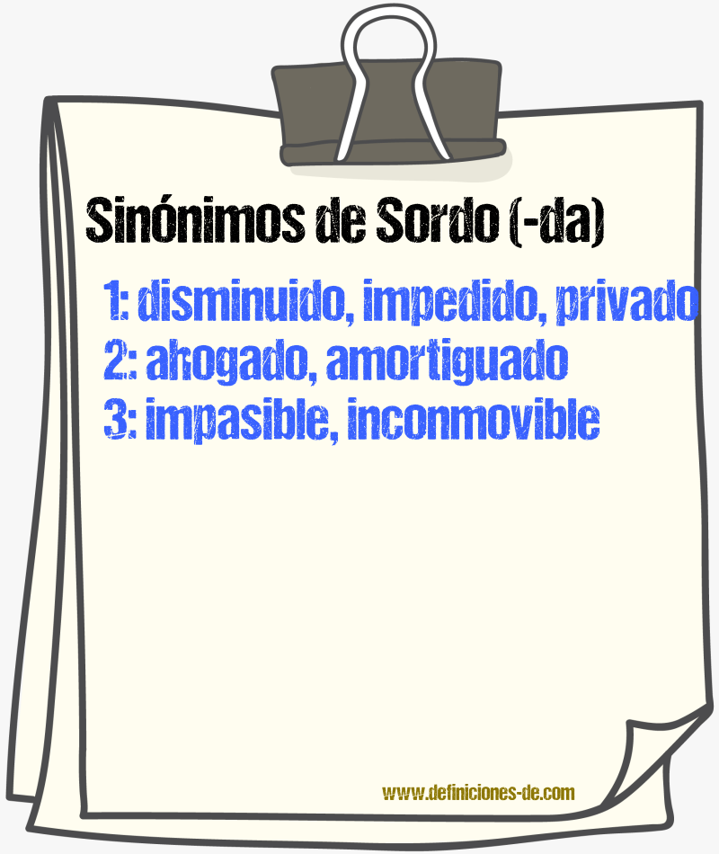 Sinnimos de sordo