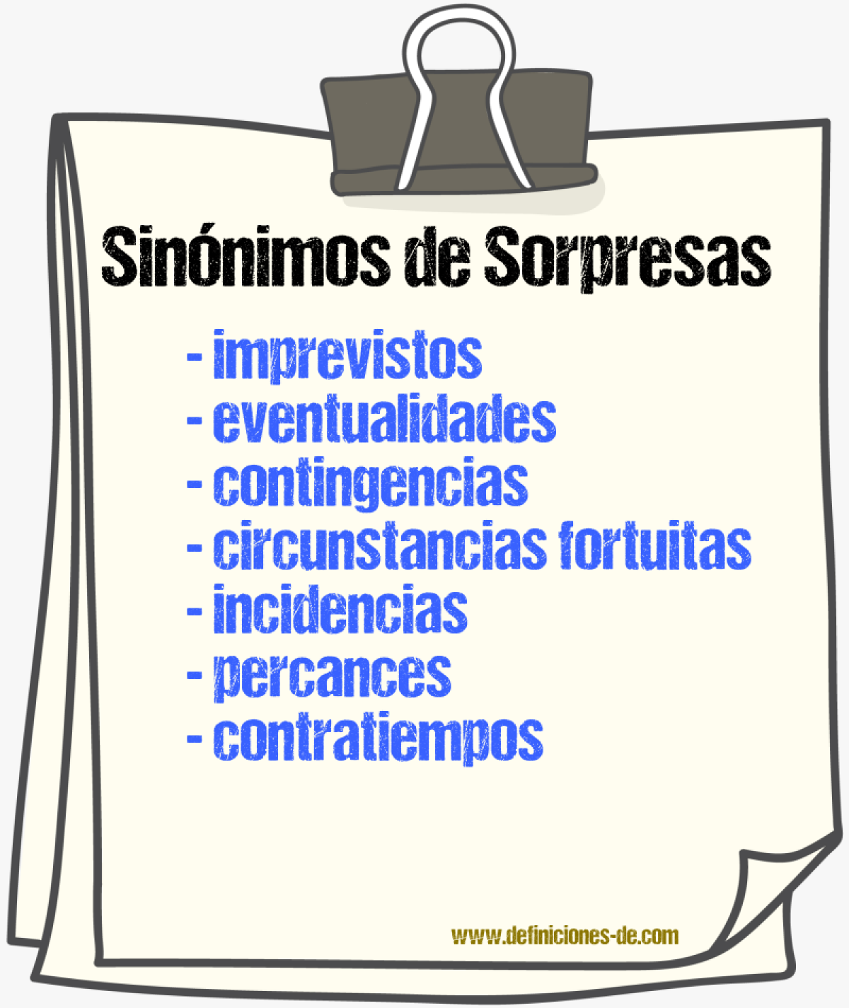 Sinónimos de sorpresas