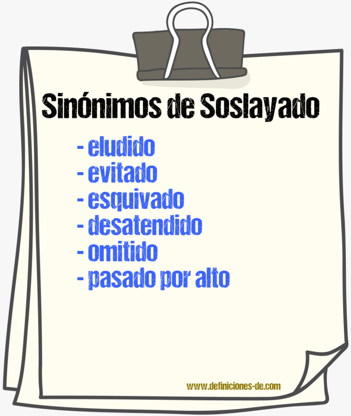 Sinónimos de soslayado