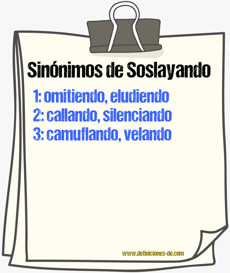 Sinónimos de soslayando