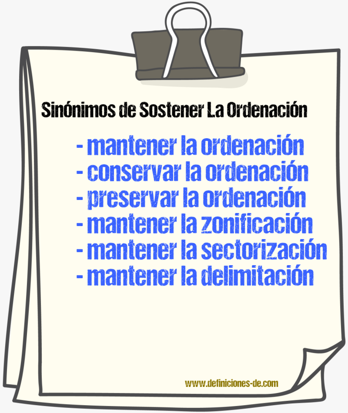Sinónimos de sostener la ordenación