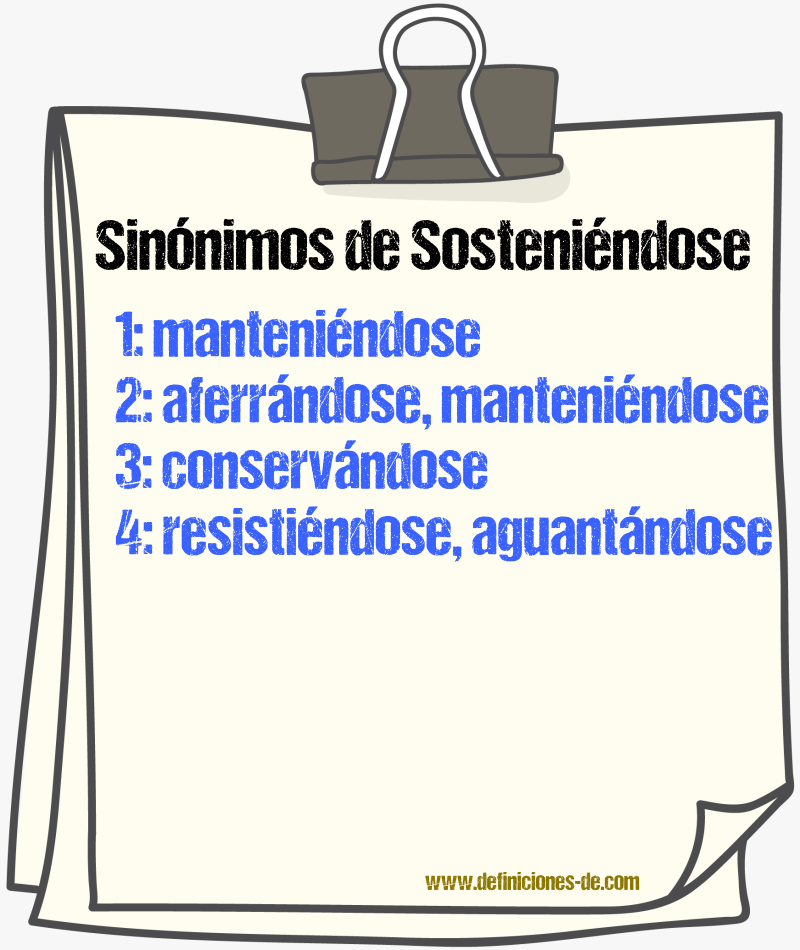 Sinónimos de sosteniéndose
