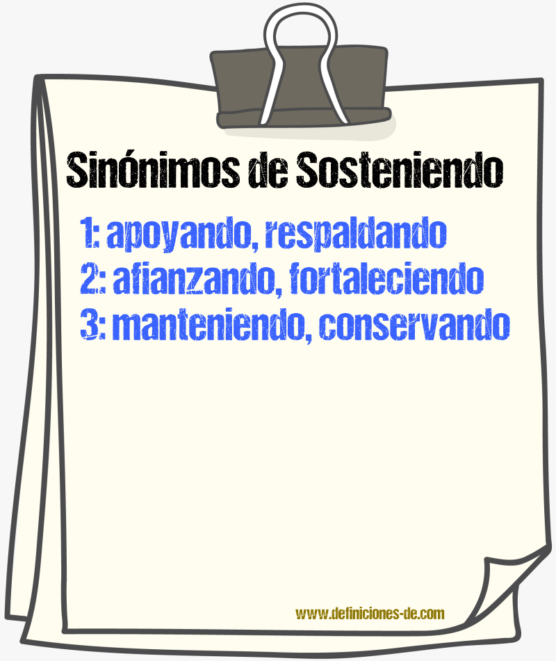 Sinónimos de sosteniendo
