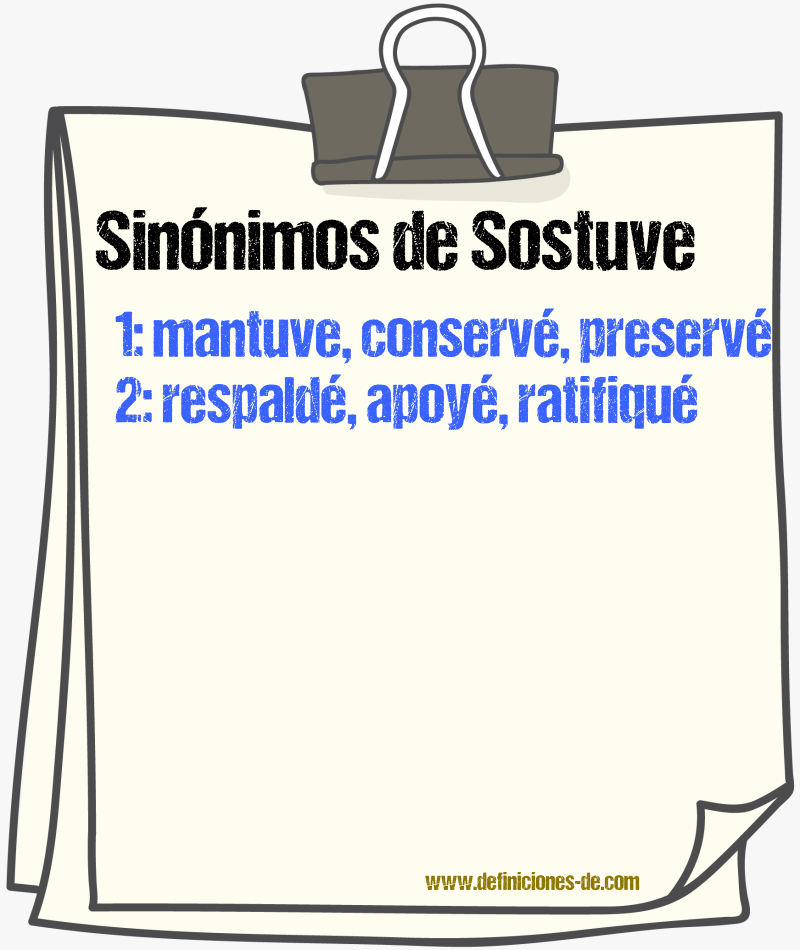 Sinónimos de sostuve