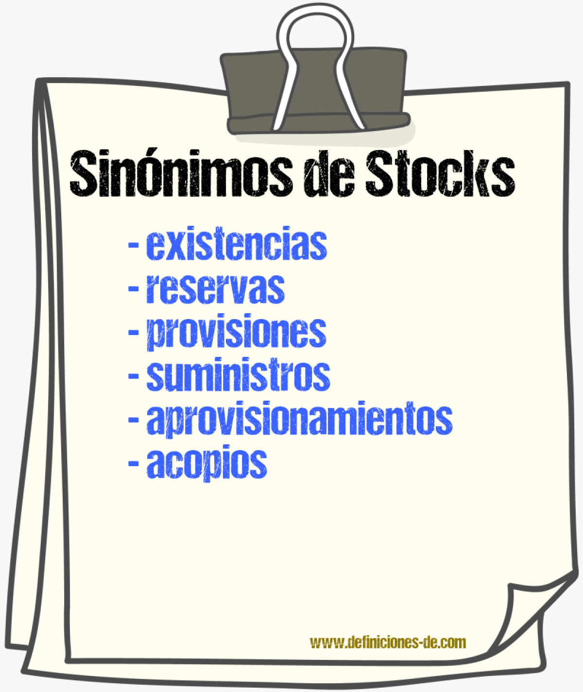 Sinónimos de stocks