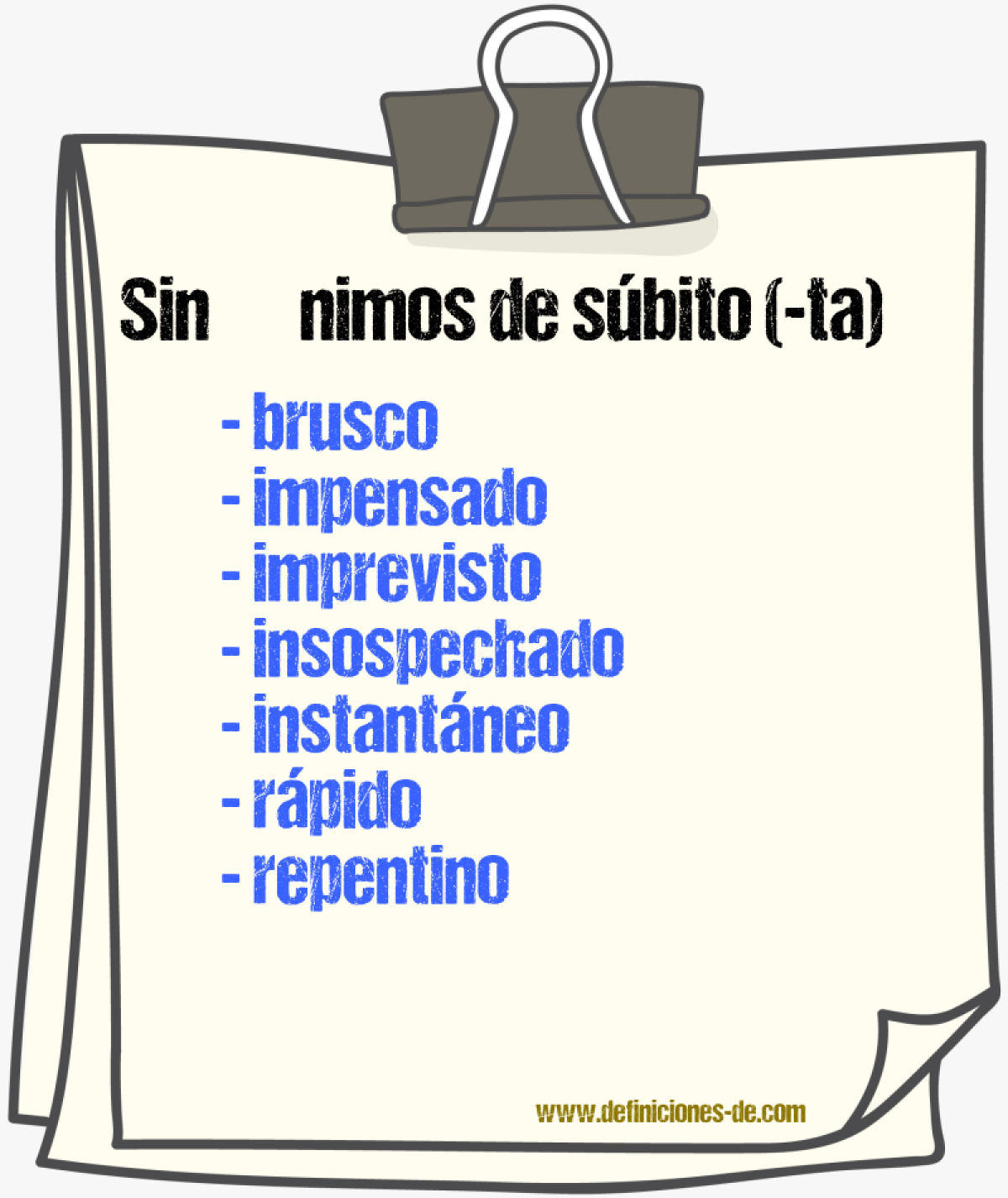 Sinnimos de sbito