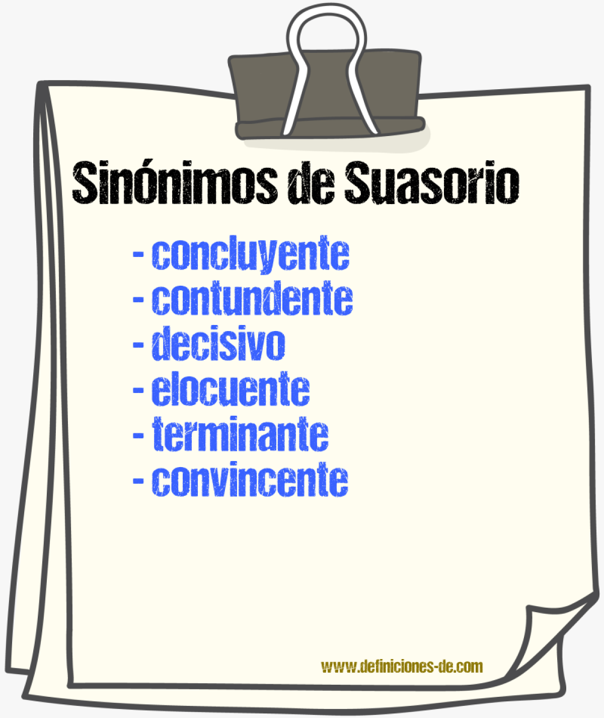 Sinnimos de suasorio