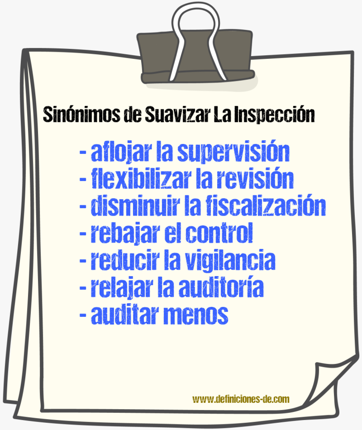 Sinónimos de suavizar la inspección