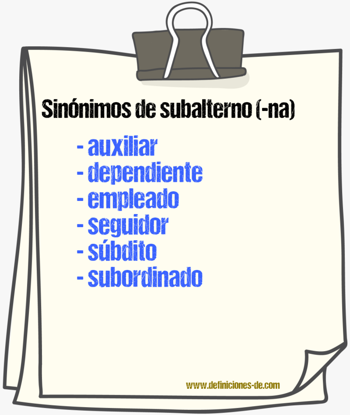 Sinnimos de subalterno