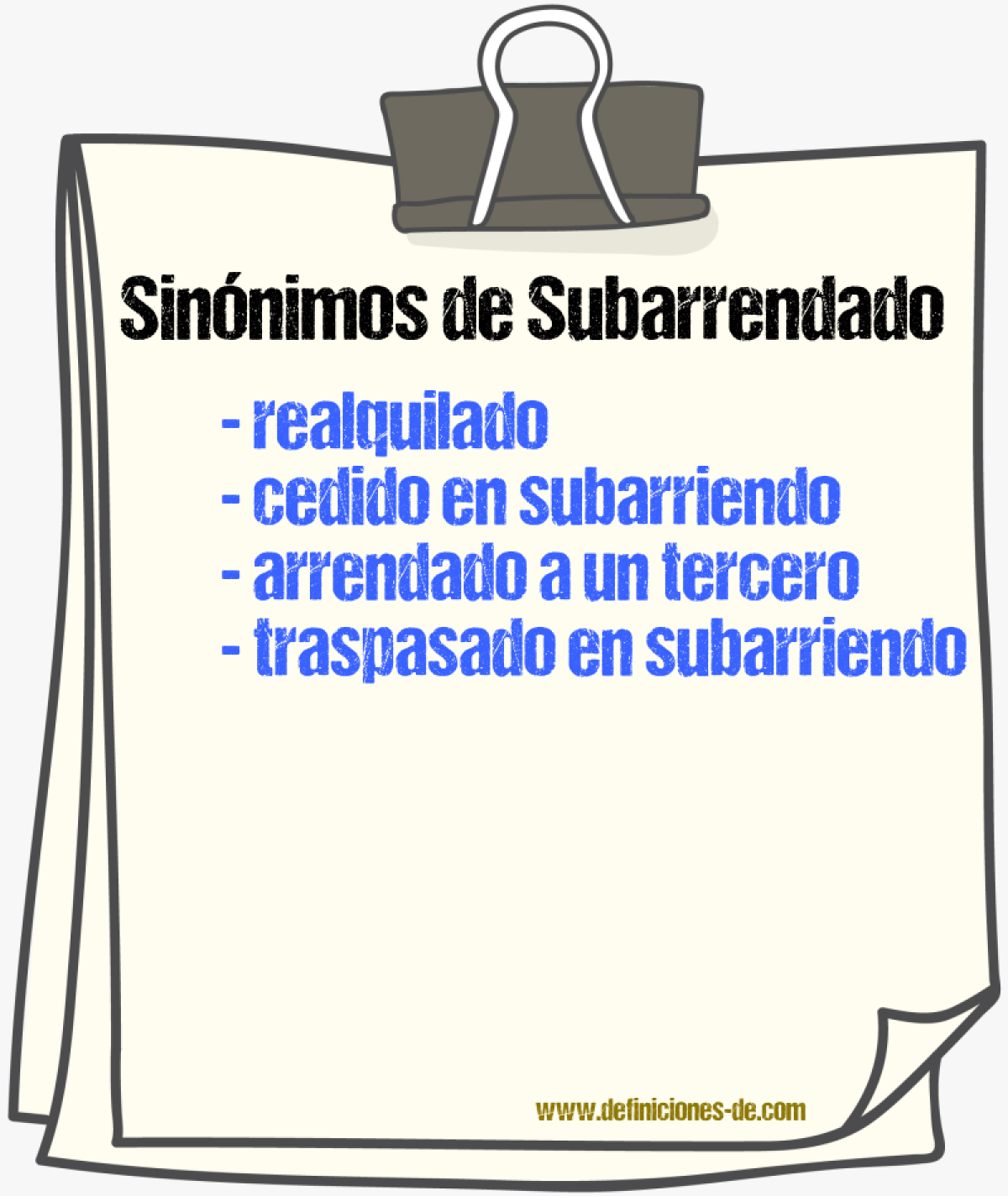Sinónimos de subarrendado