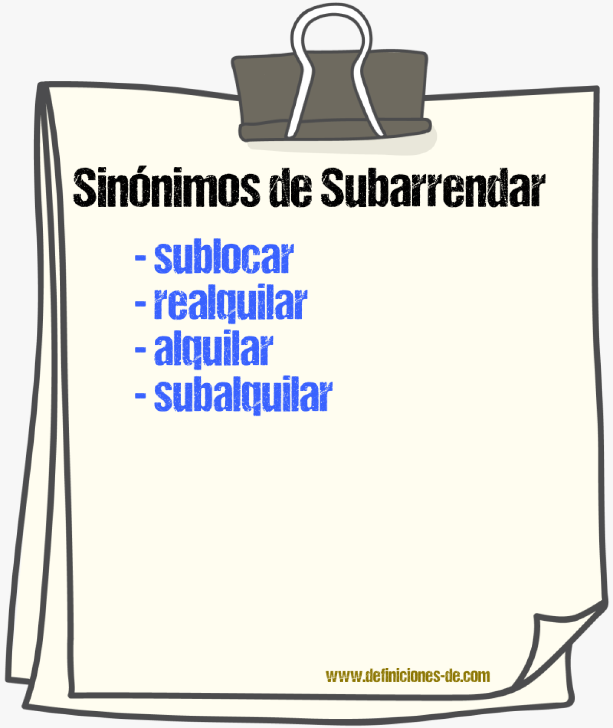 Sinnimos de subarrendar