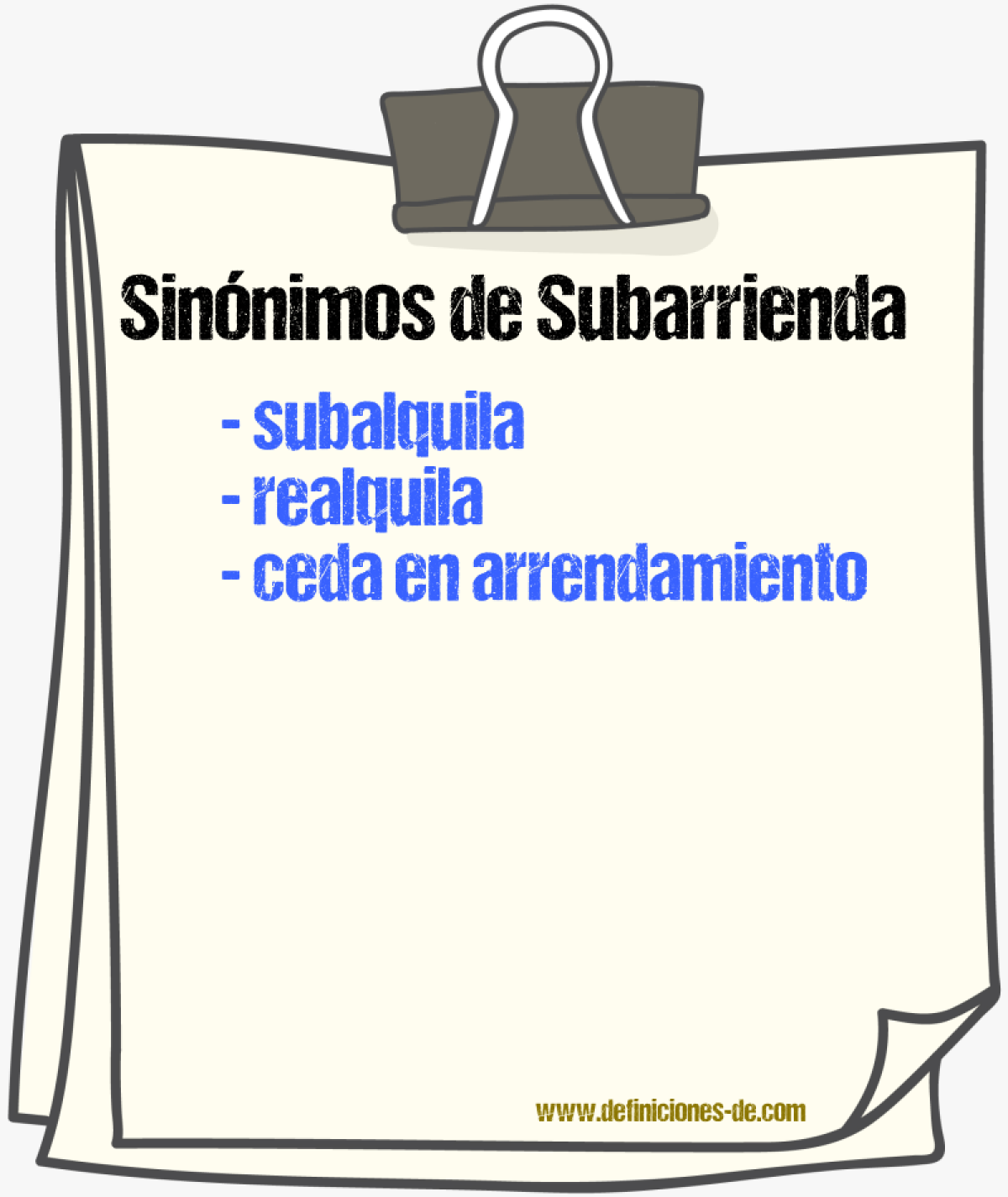 Sinónimos de subarrienda