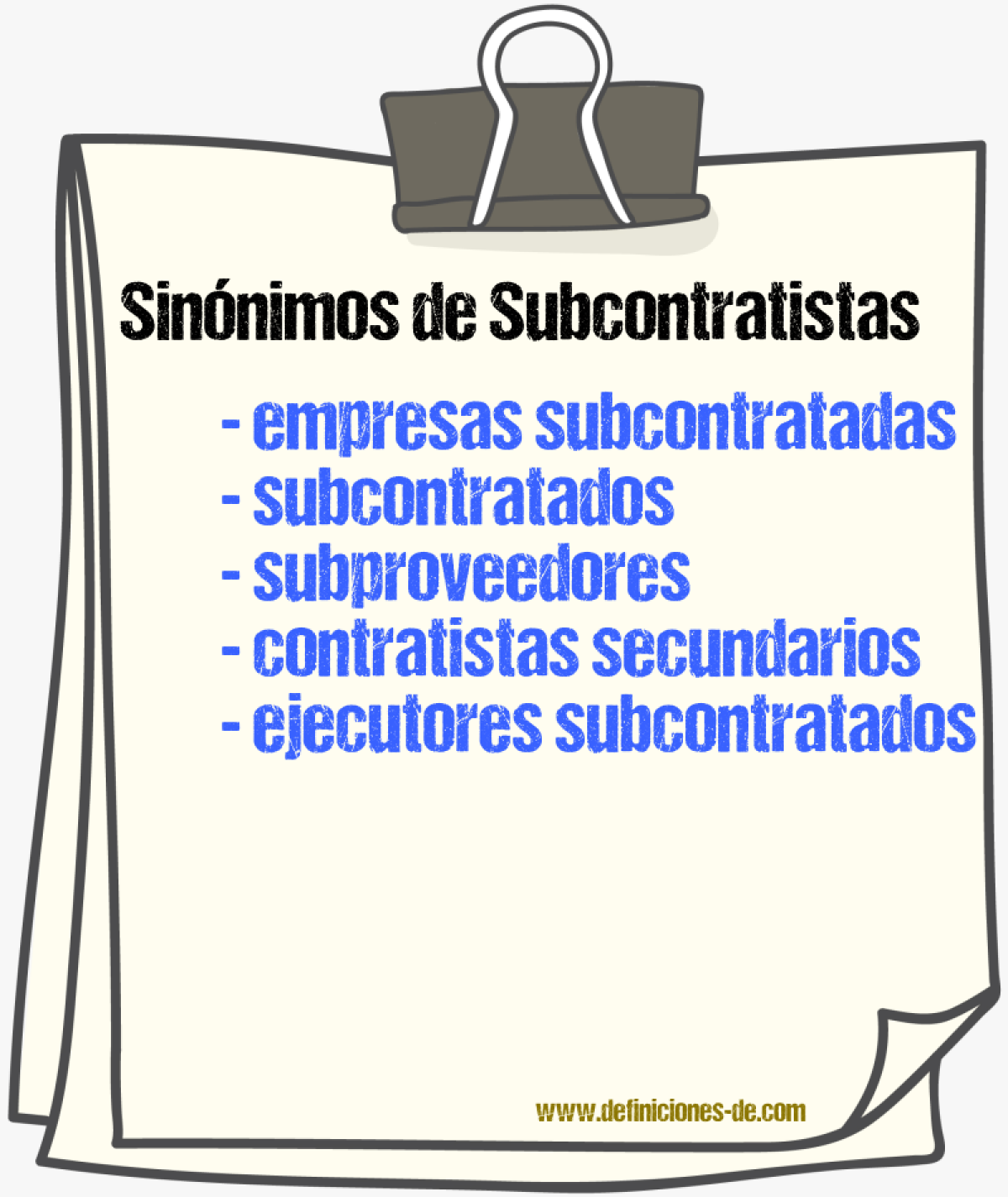 Sinónimos de subcontratistas