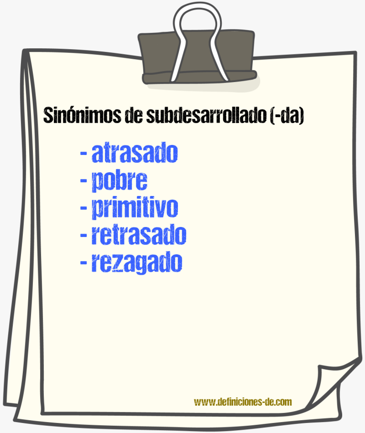 Sinnimos de subdesarrollado