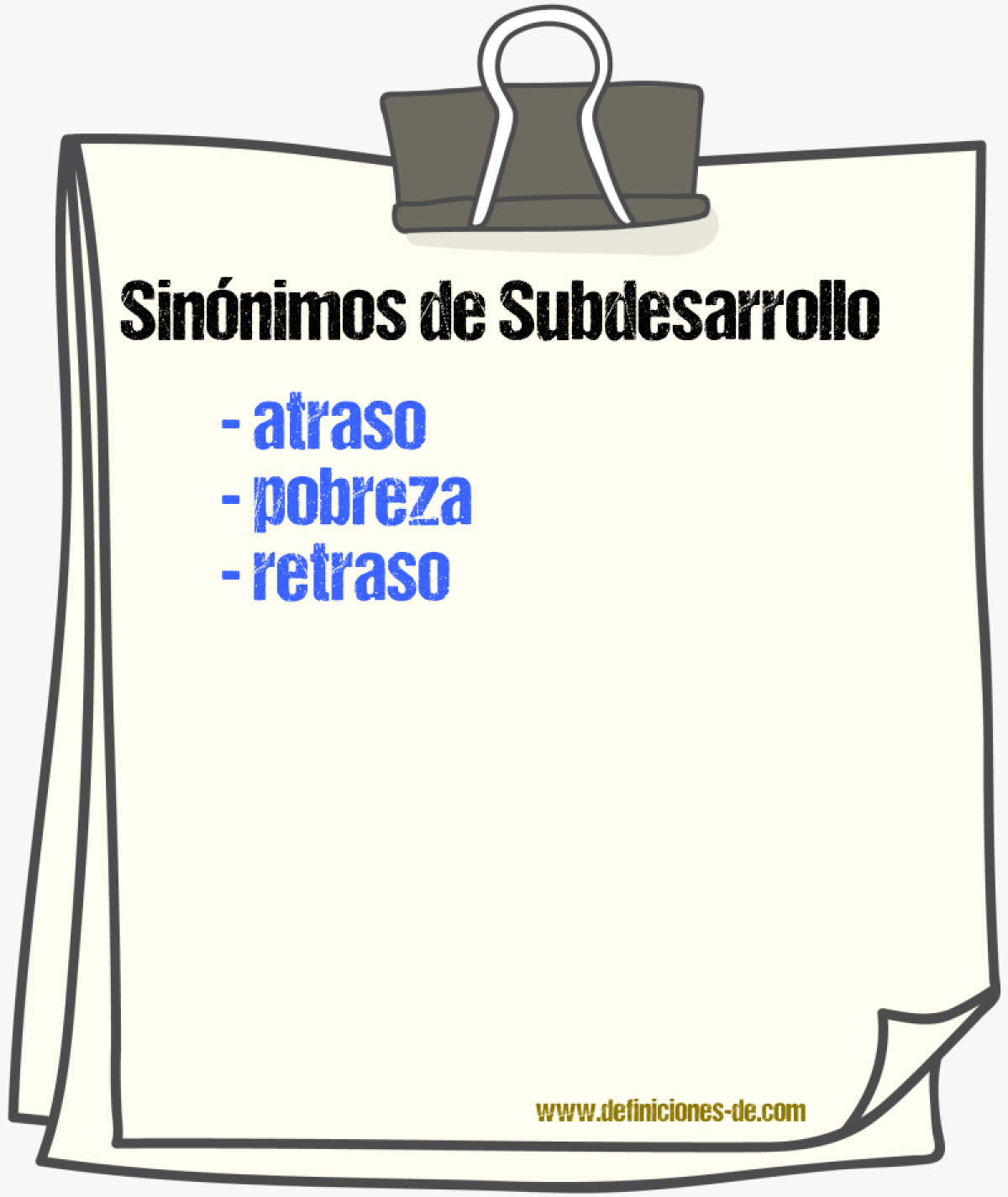 Sinnimos de subdesarrollo