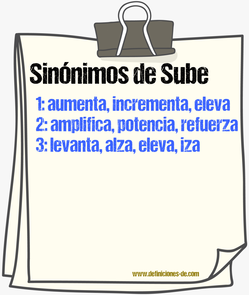 Sinónimos de sube