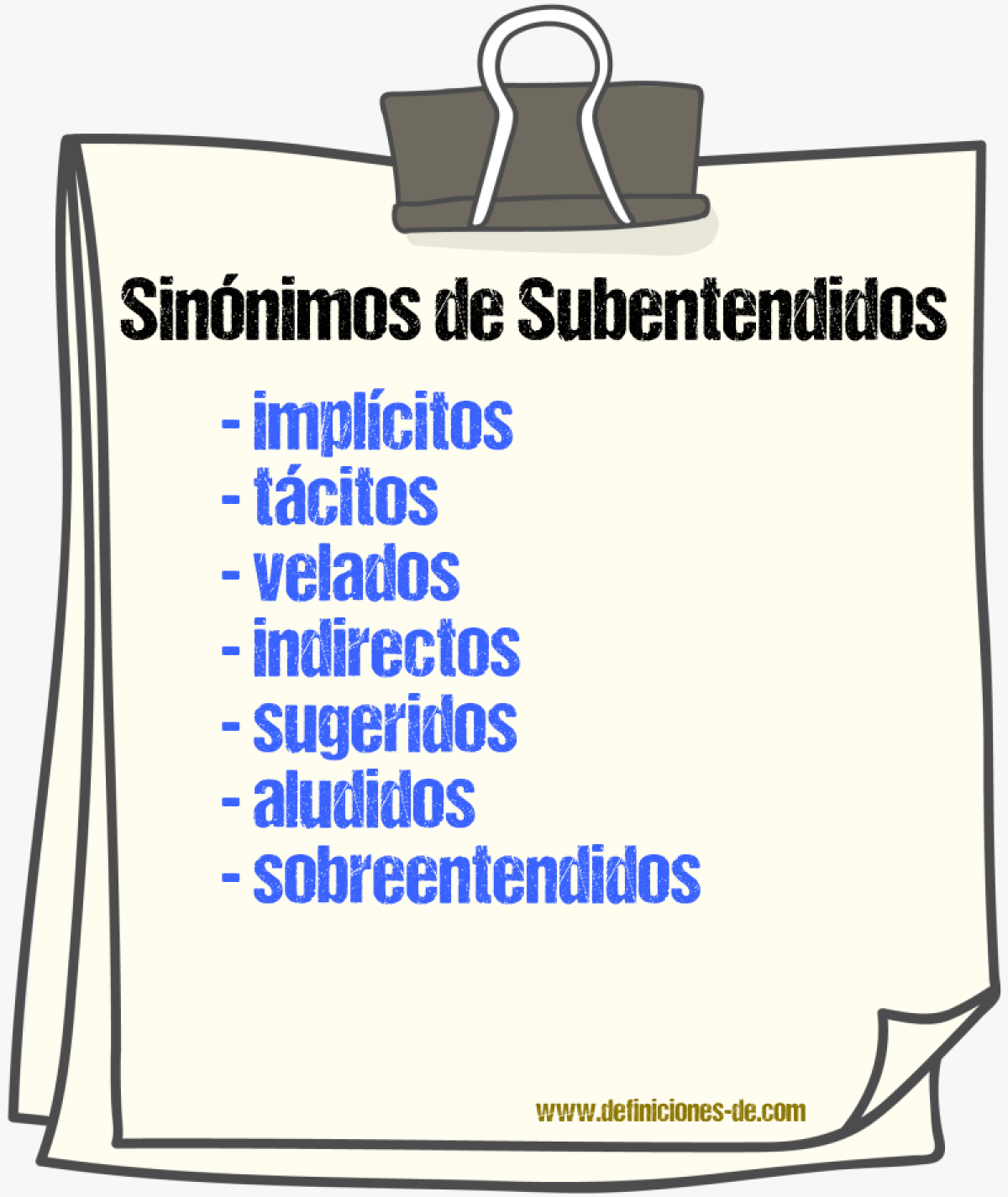 Sinónimos de subentendidos