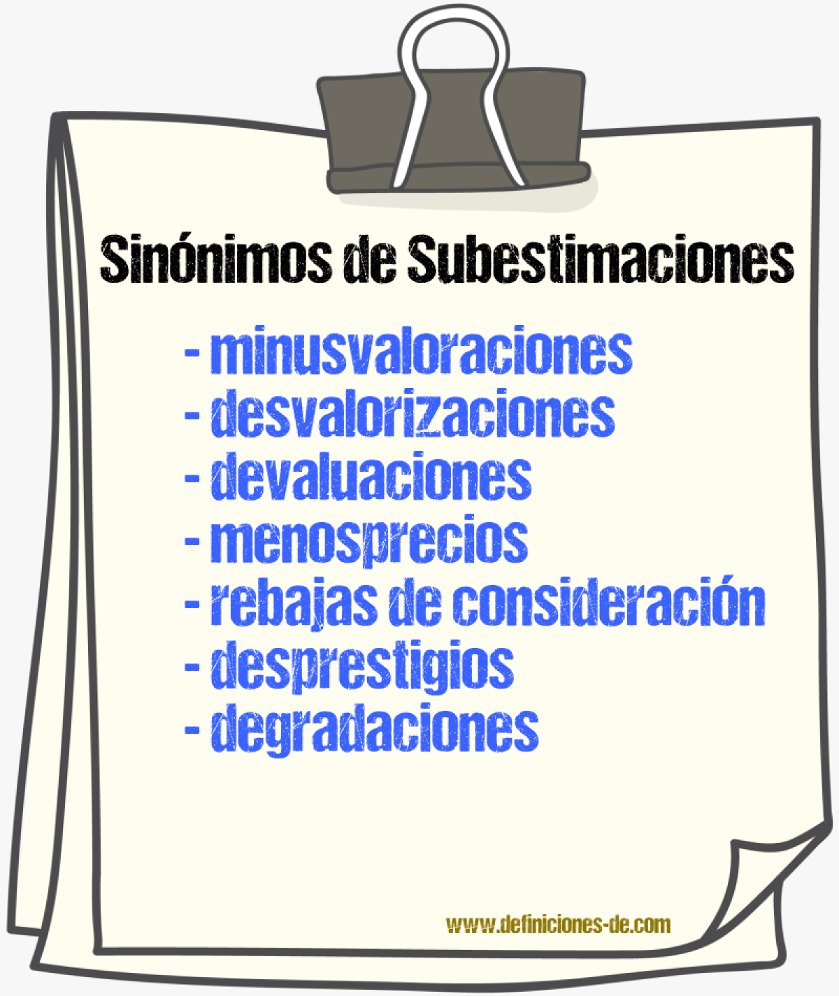 Sinónimos de subestimaciones