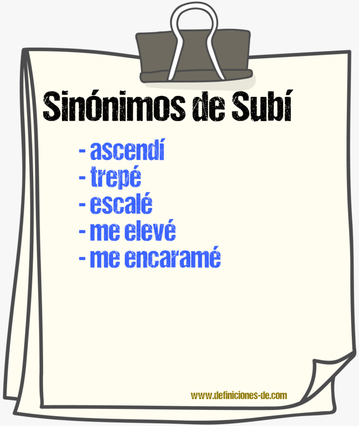 Sinónimos de subí