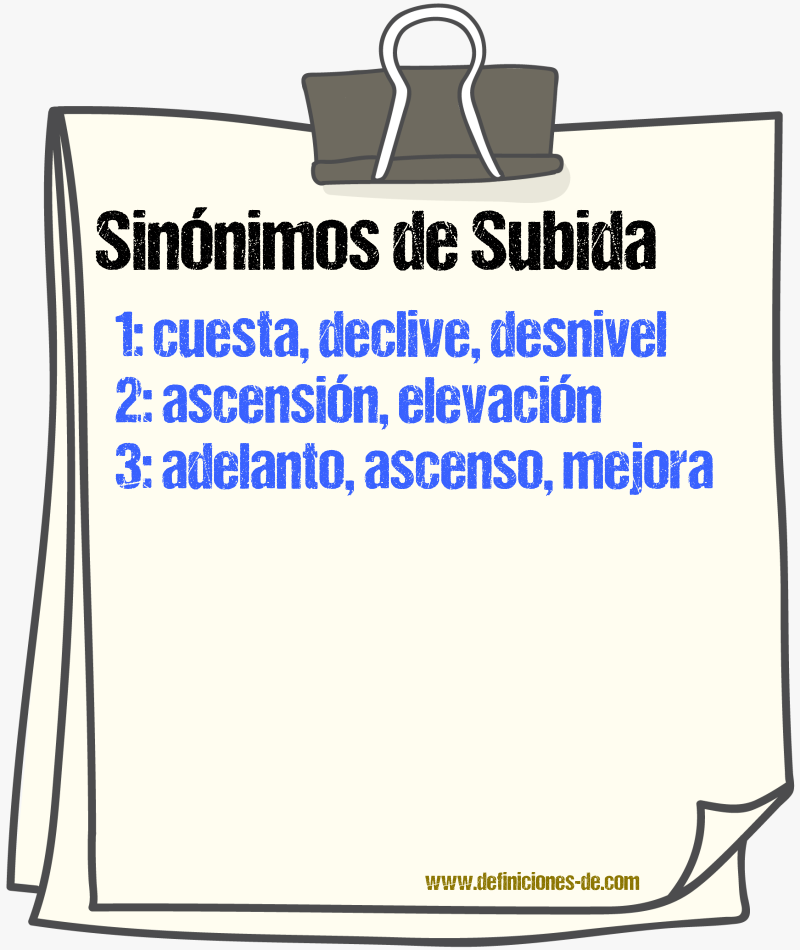 Sinnimos de subida