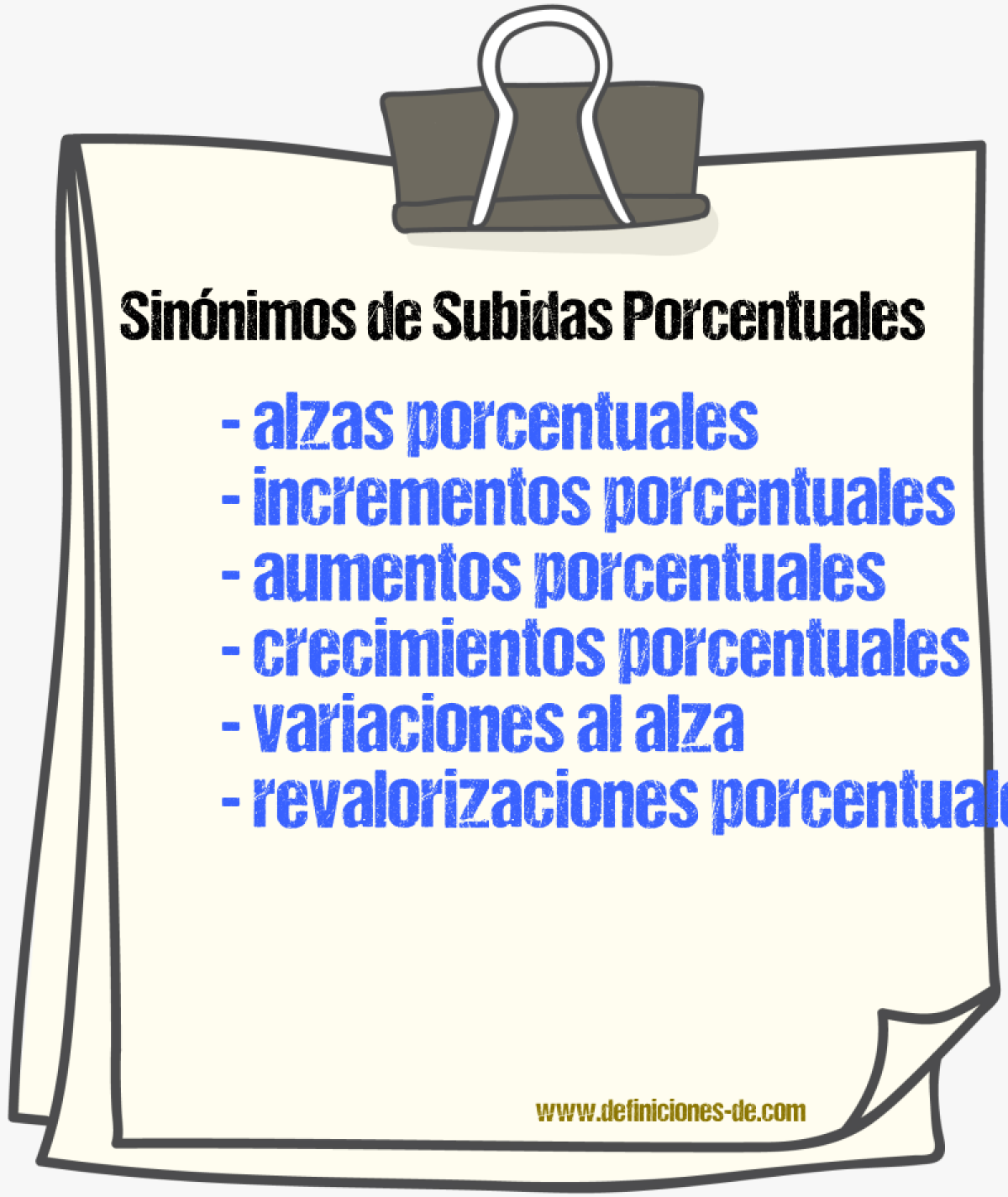 Sinónimos de subidas porcentuales
