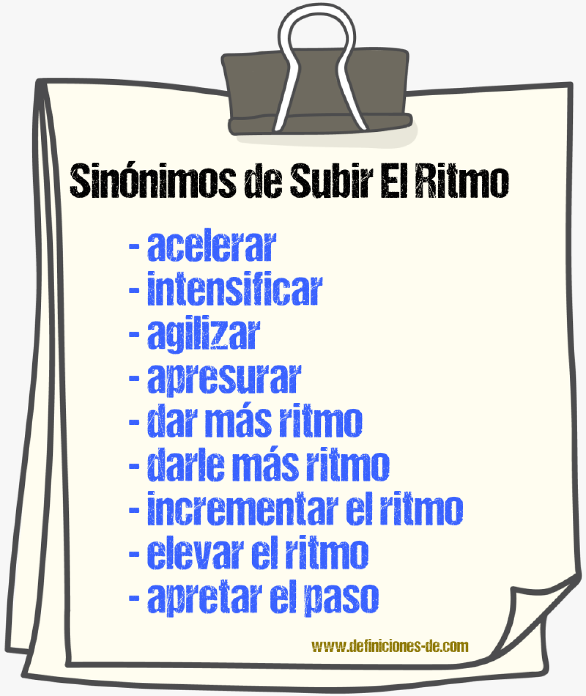 Sinónimos de subir el ritmo