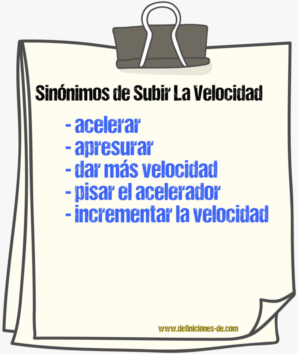 Sinónimos de subir la velocidad