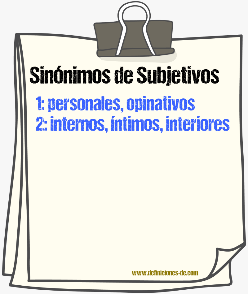 Sinónimos de subjetivos