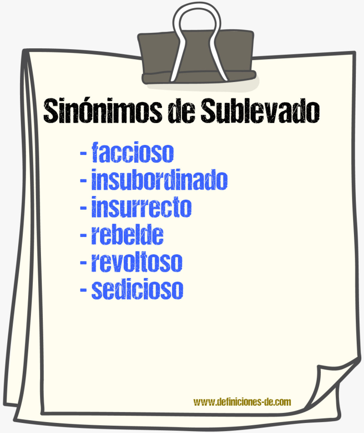 Sinnimos de sublevado