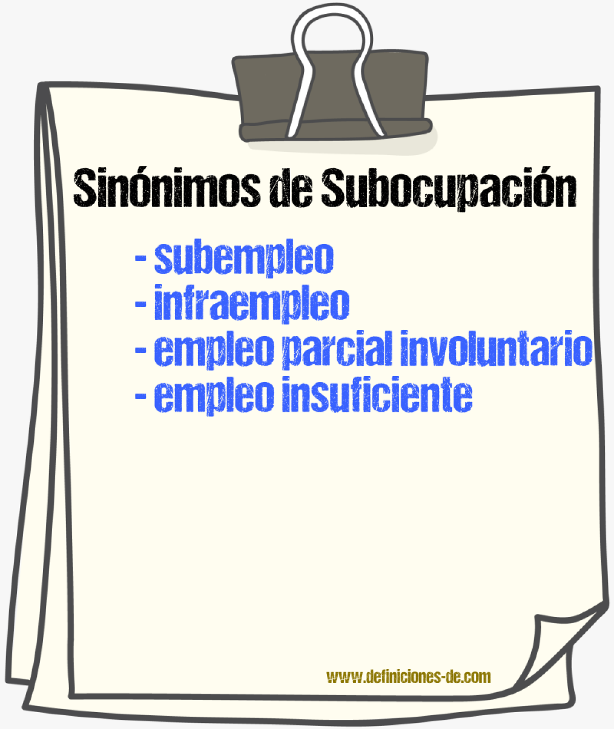 Sinónimos de subocupación