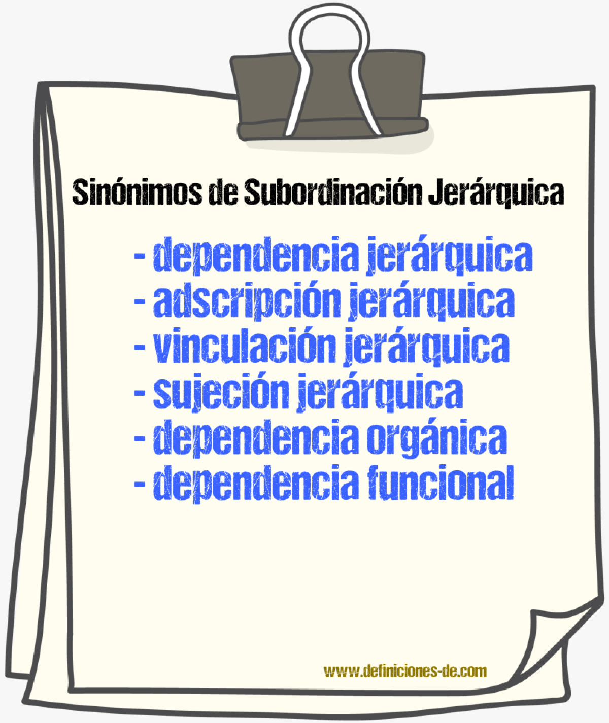 Sinónimos de subordinación jerárquica