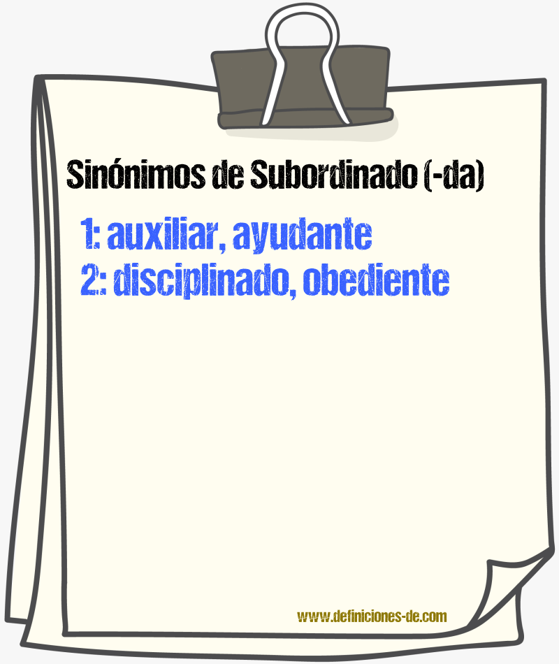 Sinnimos de subordinado