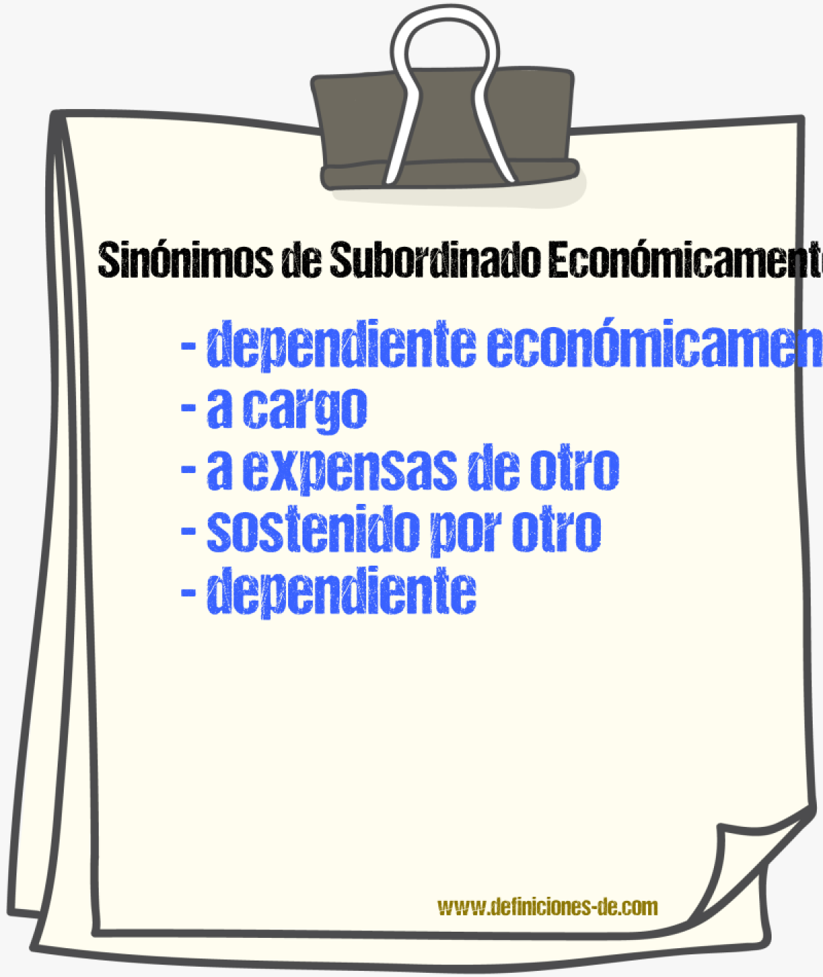 Sinónimos de subordinado económicamente